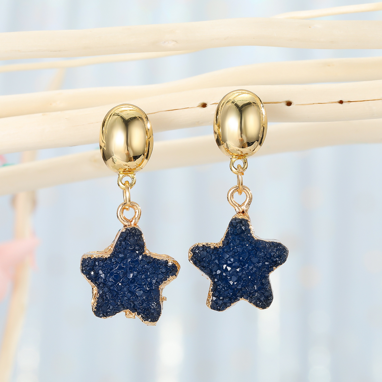 Fashion Sweet Korean Natural Stone Star Small Earrings For Women display picture 7