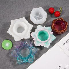 New Lotus Shaped Table Storage Box Silicone Mold DIY Crystal Droplet Resin Multi-functional Lotus Candle Holder Silicone Mold