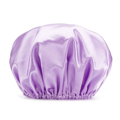 New Amazon Shower Cap Solid Color Edgeless Double Layer Waterproof Bath Hat Large Adult Oil Treatment Hat Silk Bathroom Hat