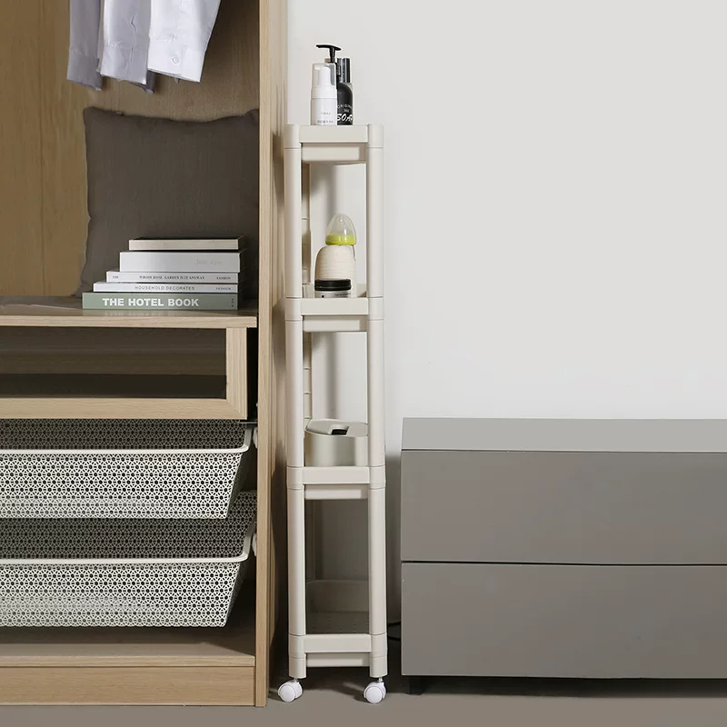 Multi -functional simple kitchen shelf, multi -layer plastic housing pulp wheel, mobile bathroom storage shelf bedroom house