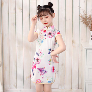 Cheongsam for kids Girls cheongsam National Girlsfloral short sleeve cheongsam children Chinese Dress dress cheongsam