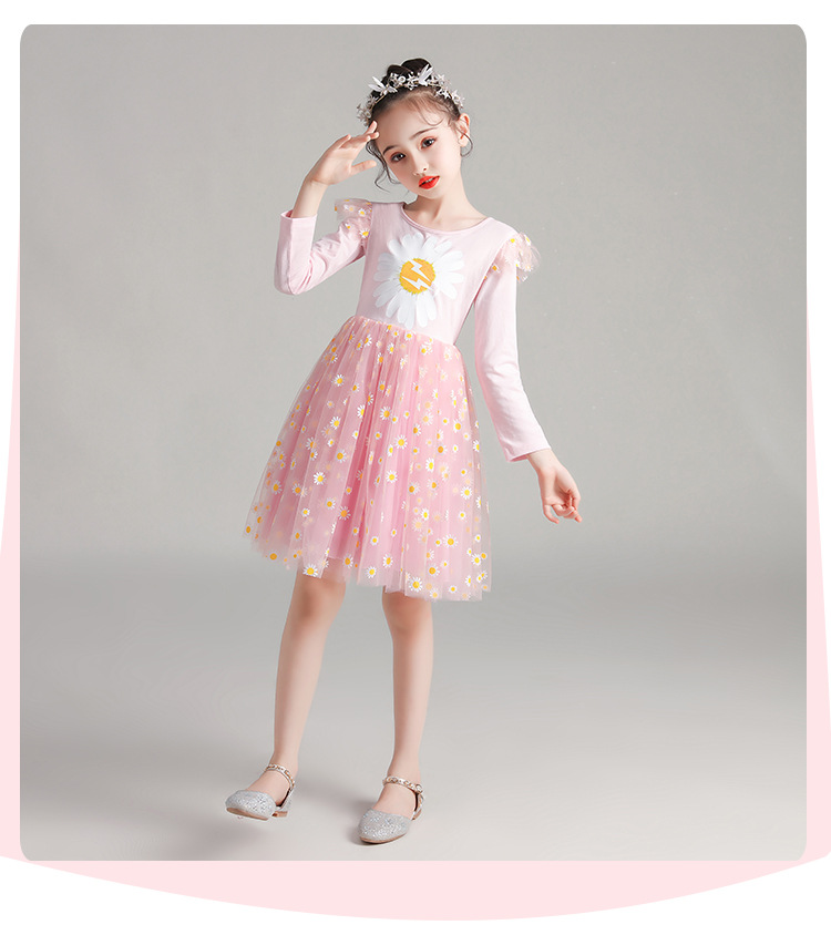 Girl Skirts Korean Gauze Sunflower Dresses 3-10 Years