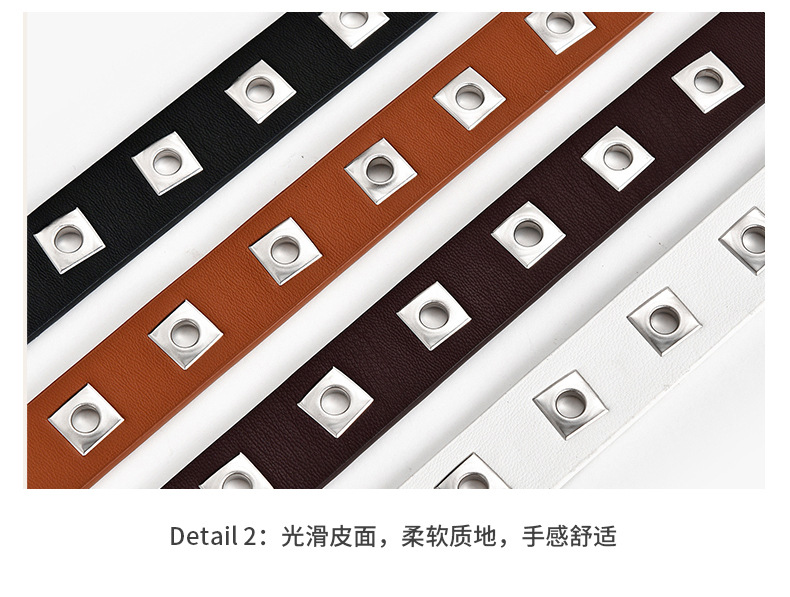 Punk Style Hollow Belt Ladies Fashion Square Eyelet Button All-match Solid Color Belt display picture 10