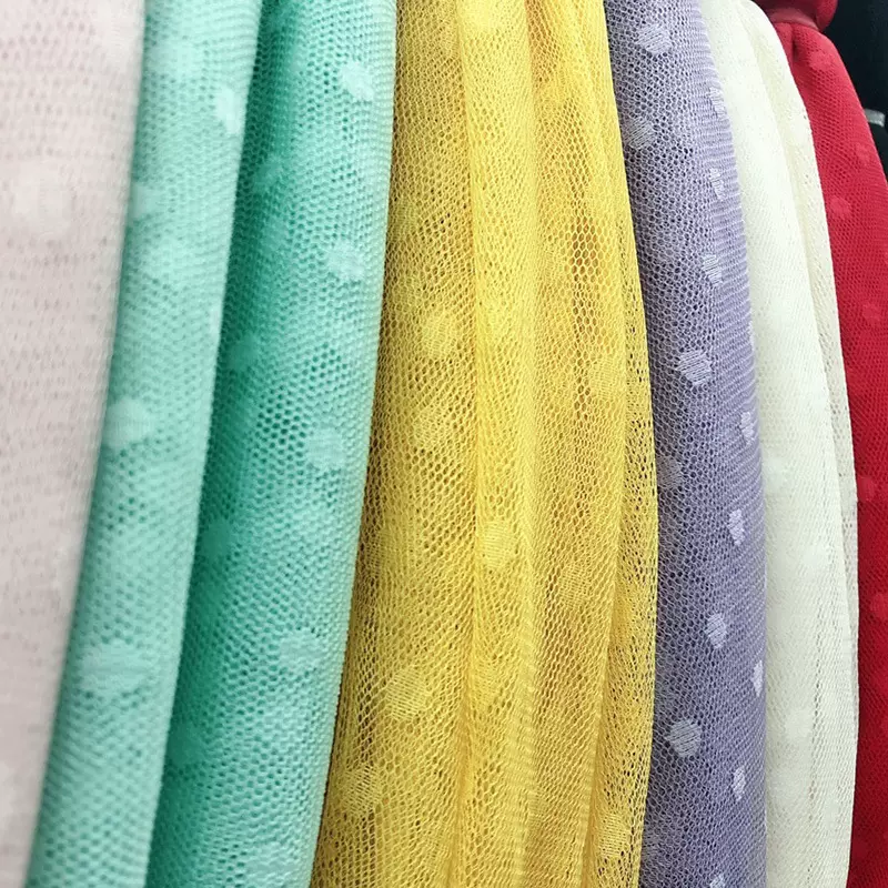 厂家供应 大圆点波点网眼布网纱 女装童装裙纱服装面料辅料