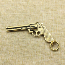 DIY創意 銅飾品配件古黃銅古銀左輪手槍火線CF槍道具鑰匙掛件