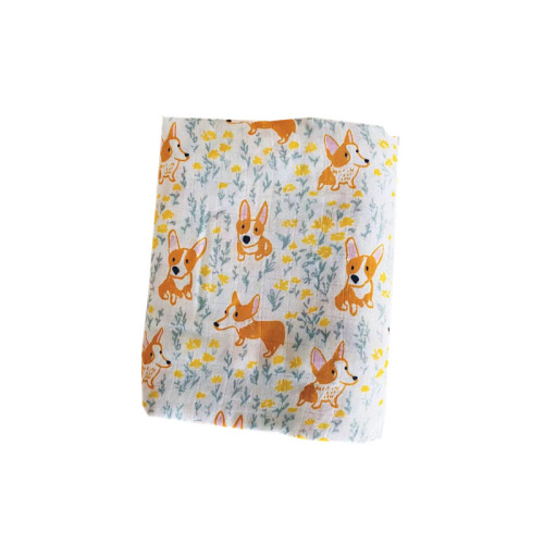  swaddle, gauze bamboo cotton baby swaddle, gauze blanket, corgi dog