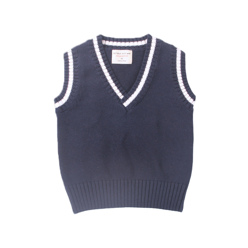Estilo británico europeo y americano kindergarten uniforme escolar de los niños Chaleco de punto Chaleco de primavera y otoño suéter de las niñas al por mayor