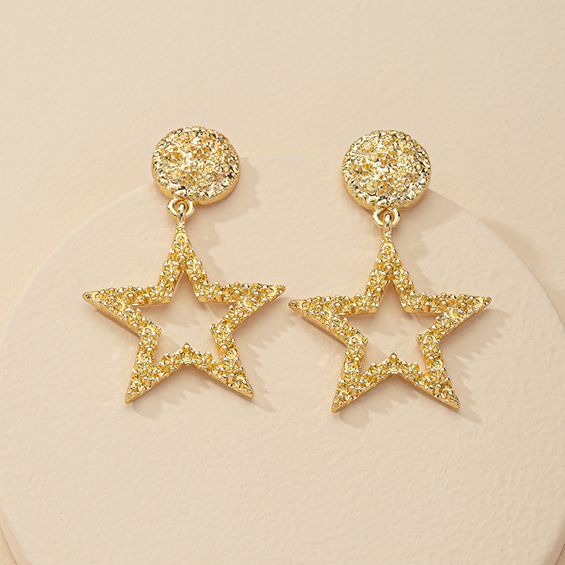 Fashion 1 Pair Of Metal Texture Five-star Hot Selling Earrings Wholesale display picture 2