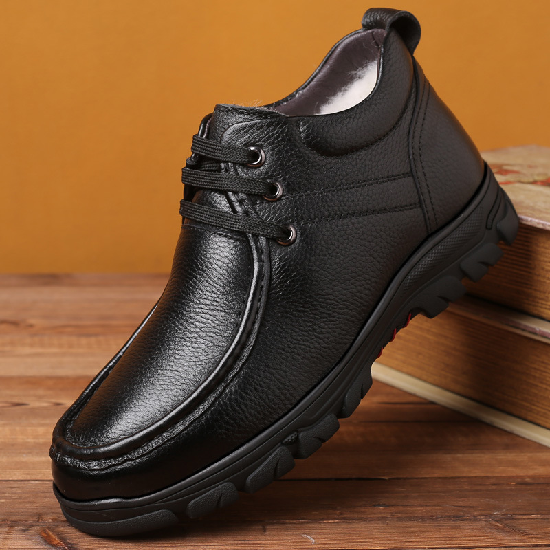 Insulated winter keep warm non-slip leather shoes for leisure