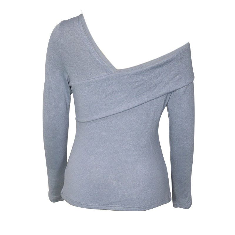 Slim Fit Slimming and Shoulder Off Solid Color Sexy Base Top in T-shirts & Tops