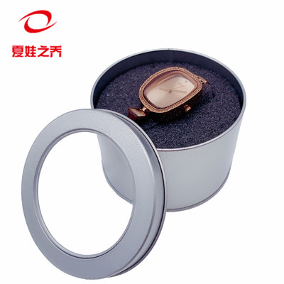 90*60圓形開窗鐵盒定制 兒童手表包裝罐馬口鐵盒可印logo現貨批發