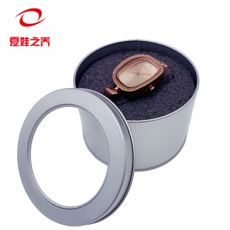 90*60圓形開窗鐵盒定制 兒童手表包裝罐馬口鐵盒可印logo現貨批發