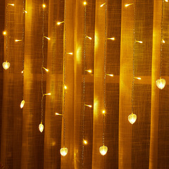 Cross-border new heart-shaped love LED curtain lights, ice strips, Christmas decorations, wedding lights, confession and proposal light strings
