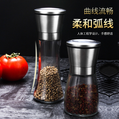 304 stainless steel grinder tall pepper grinder pepper grinder manual grinder glass seasoning bottle