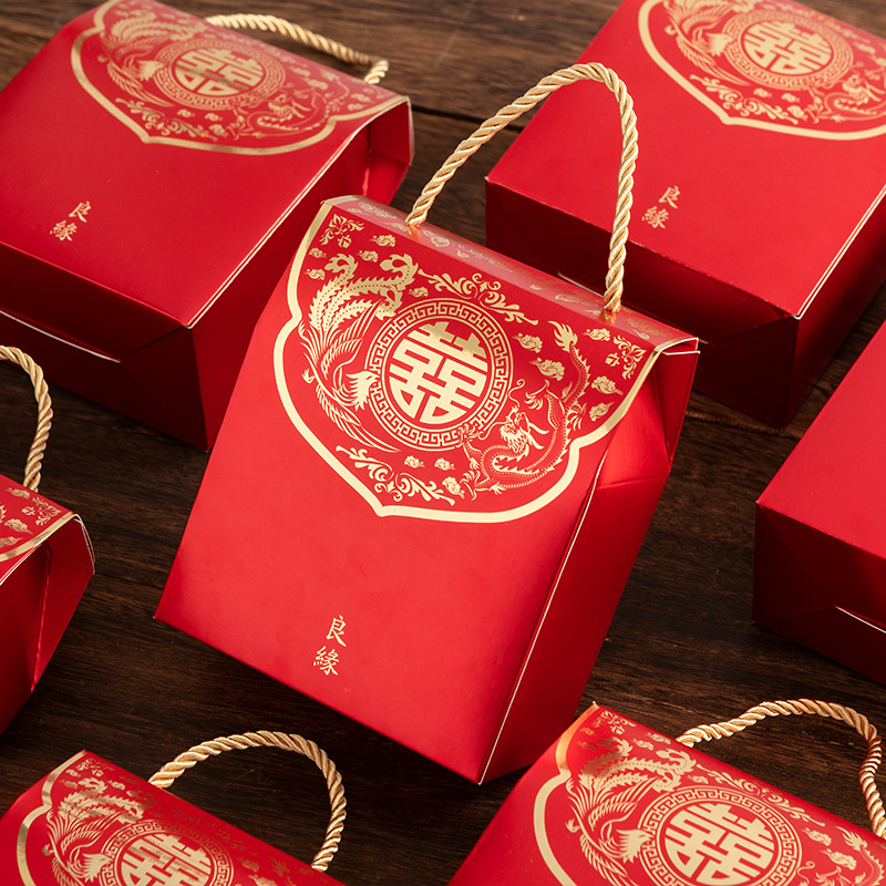 新款创意结婚喜糖盒中式婚礼糖果包装纸盒伴手礼手提袋子礼盒装