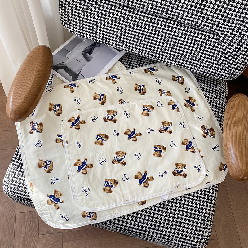 INS lindo oso tía pad dormitorio almohadilla menstrual Algodón puro lavable período fisiológico a prueba de fugas a prueba de orina colchón para niñas