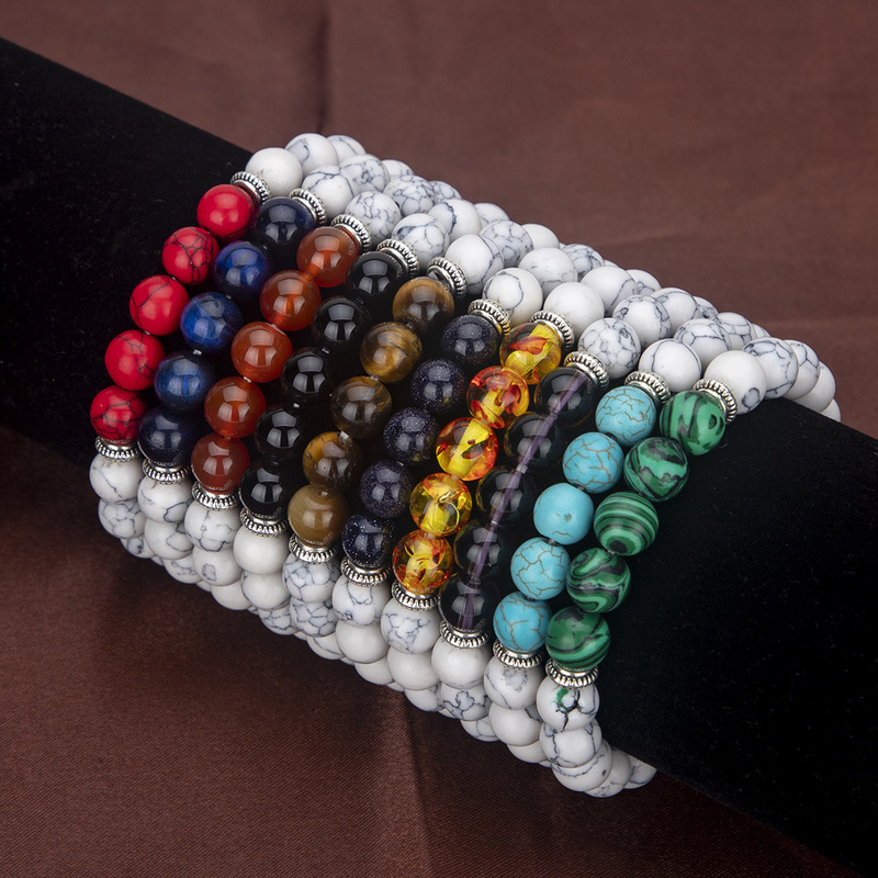 AliExpress hot sale natural stone agate lava stone 8mm energy volcanic stone colorful Buddha beads bracelet wholesale