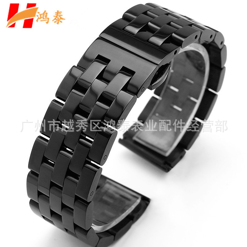 现货手表配件 开关孔304不锈钢五珠实心表带 智能手表带18mm-26mm