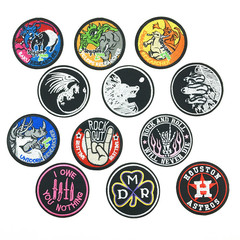 廠家直供跨境貨源恐龍大象河馬圓形卡通刺繡補丁貼電腦繡花章仔貼