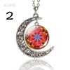 Mandala pendant retro hollow crescent necklace mandala flower totem Time gem jewelry supply