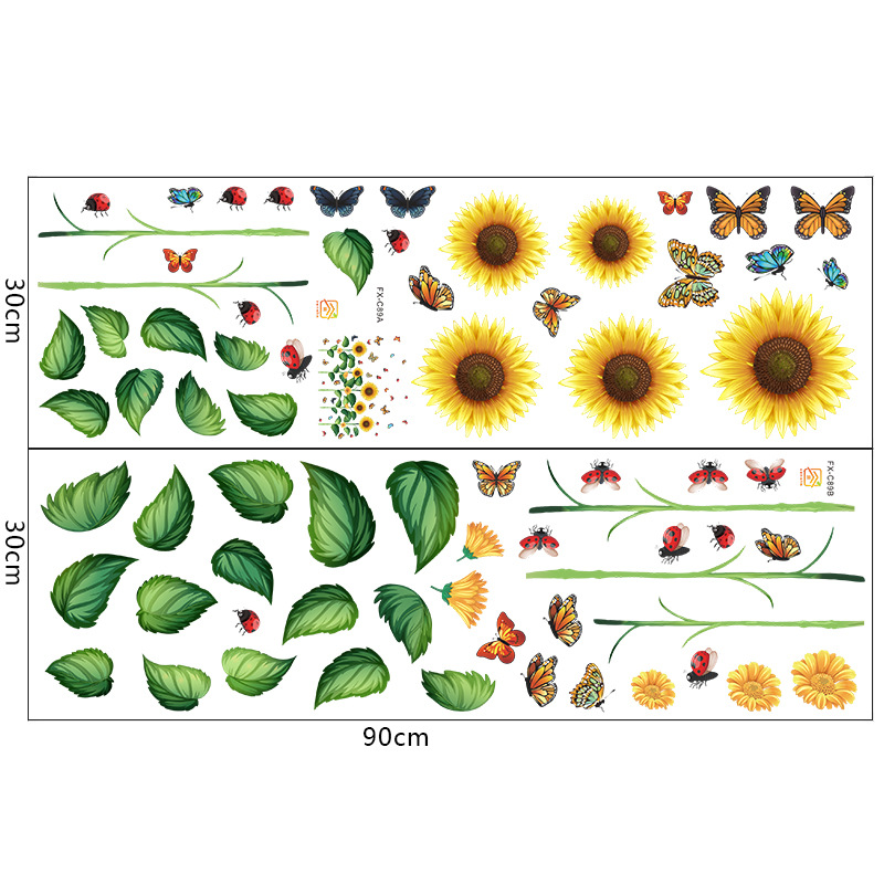 new wall butterfly sunflower skirting living room bedroom kindergarten layout wall stickerspicture8