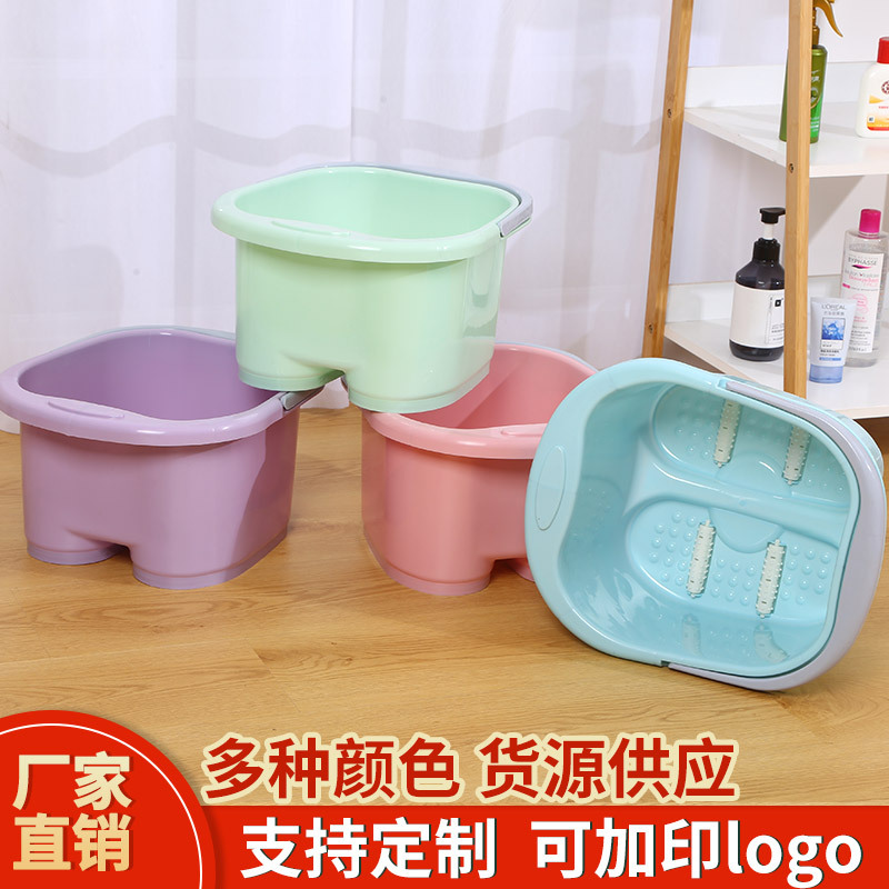 廠家批發 手提四輪洗腳盆 加厚輪滑按摩足浴盆 家用泡腳桶 足浴桶