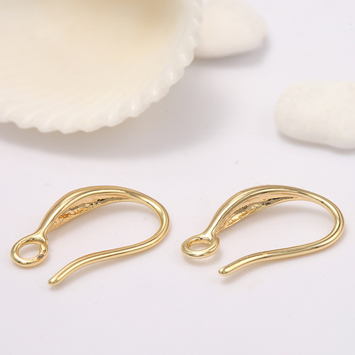 Copper plated 14k real gold glossy diy earring accessories Korean style new simple versatile ear hook jewelry wholesale