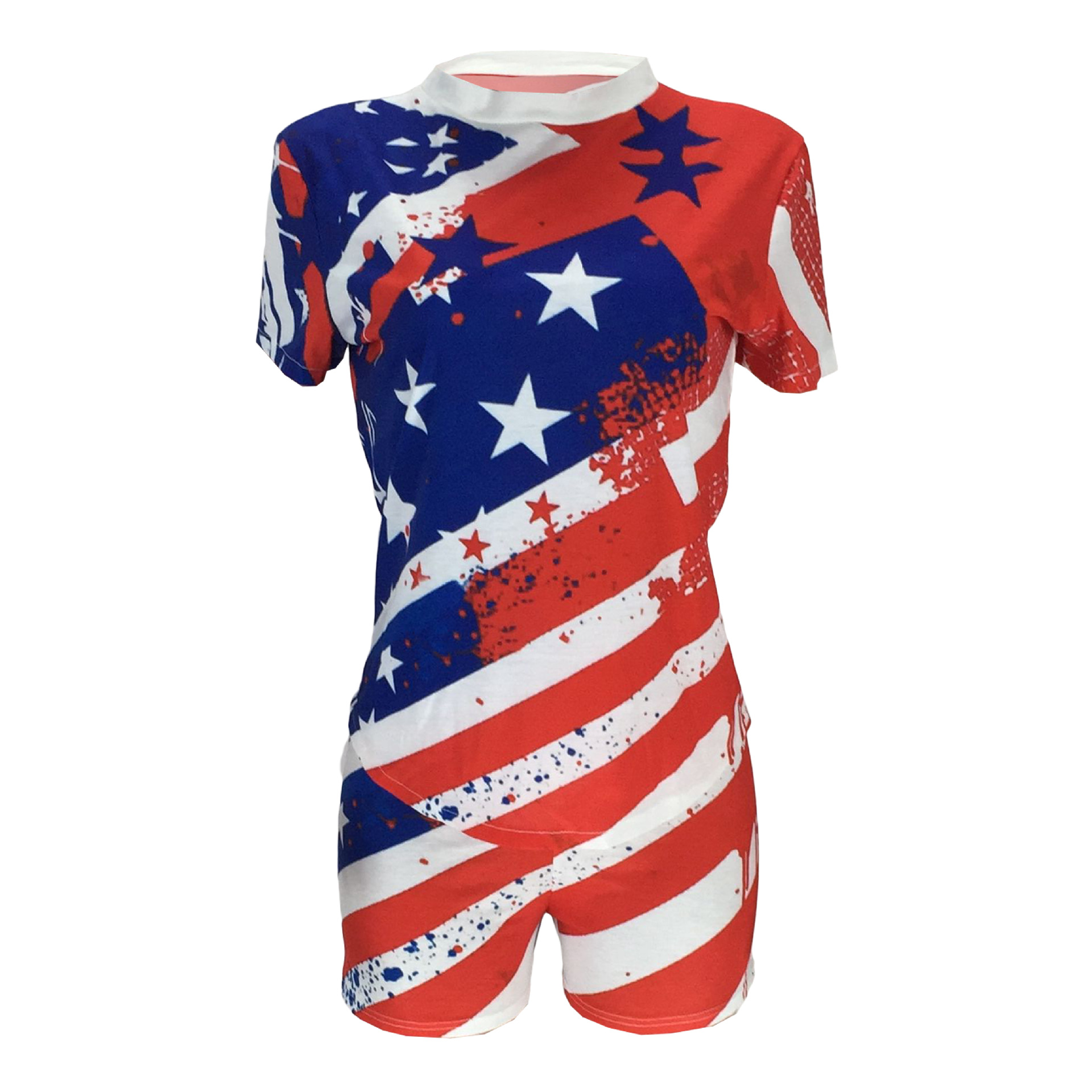 American Flag Independence Day National Day Flag Top & Shorts Set NSFZ62384