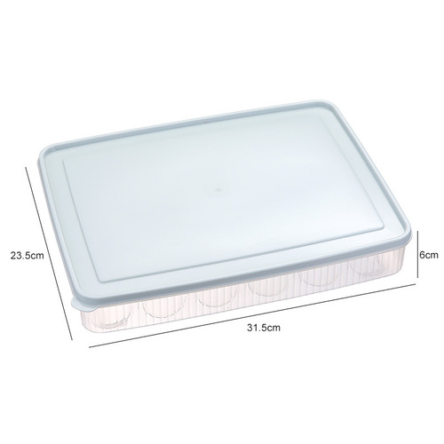 Kitchen multi-compartment refrigerator egg carton portable picnic storage box with lid plastic transparent color strip 15-compartment egg carton