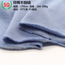 260-280g仿棉不倒绒面料 加绒涤氨针织布保暖内衣居家服超柔涤纱