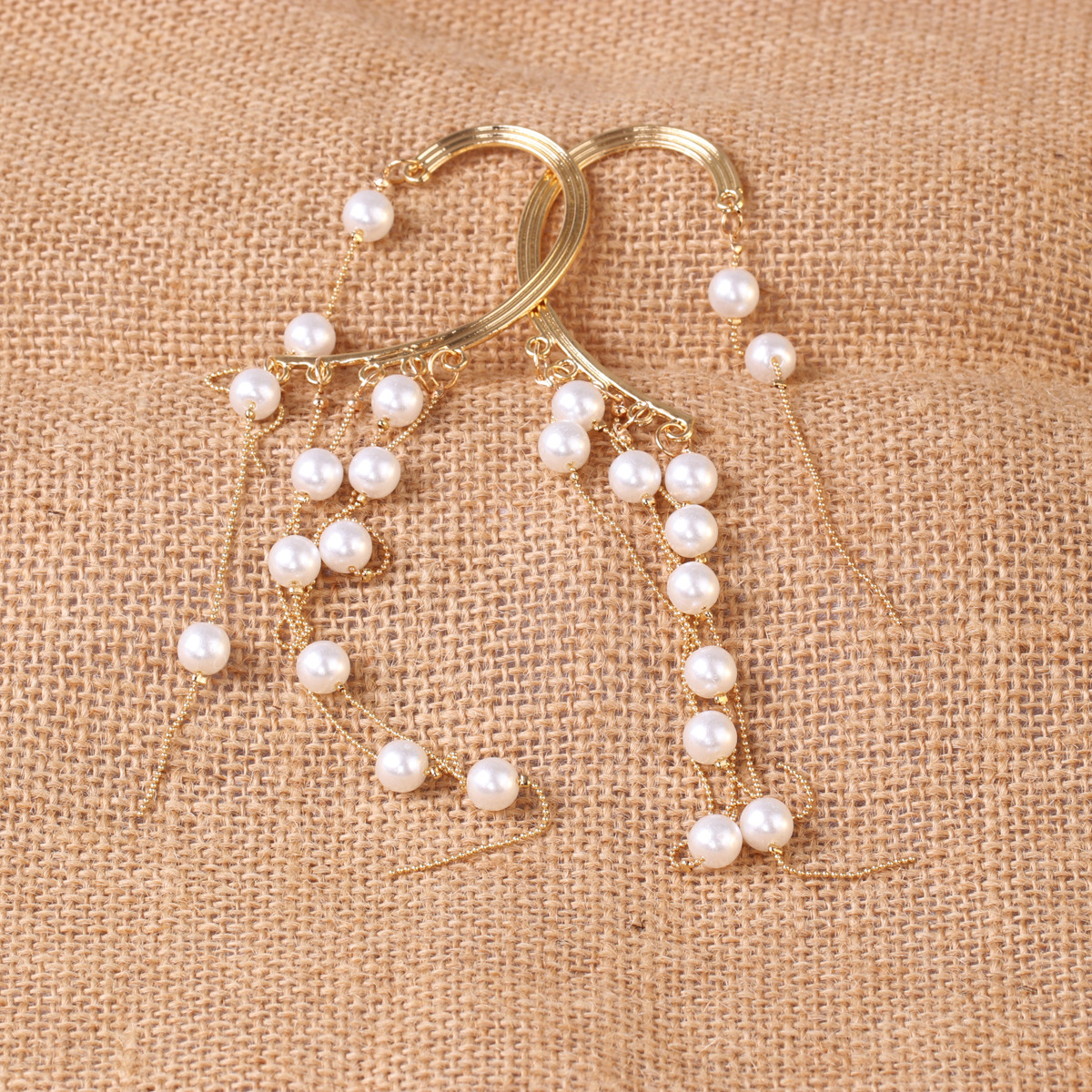 Fashion Exaggerated Long Chain Tassel Without Pierced Retro Pearl Ear Bone Clip display picture 7