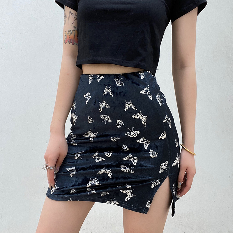 new butterfly print slit skirt NSMEI50882