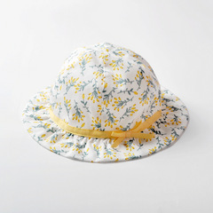 Moinmlon Spring and Autumn New Girls Hat Double Layer Sweat Fabric Warm Sun Hat Fresh Print Butterfly Bow Bucket Hat