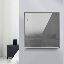 灰色鏡面開關插座玻璃面板大板帶指示燈單聯單控開關一開牆壁插座