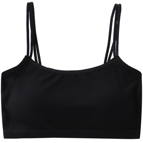 Tube top underwear with suspenders, push-up back base layer, anti-exposure vest for female students, black chest wrap, summer wear