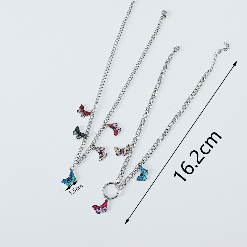 Coréen Simple Collier Mode Rétro Tendance Peint Dripping Couleur Papillon Collier En Gros Nihaojewelry display picture 1