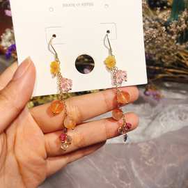 韩国风红兔毛耳钉奥地利水晶耳饰源头厂家彩宝水晶批发时尚可个性