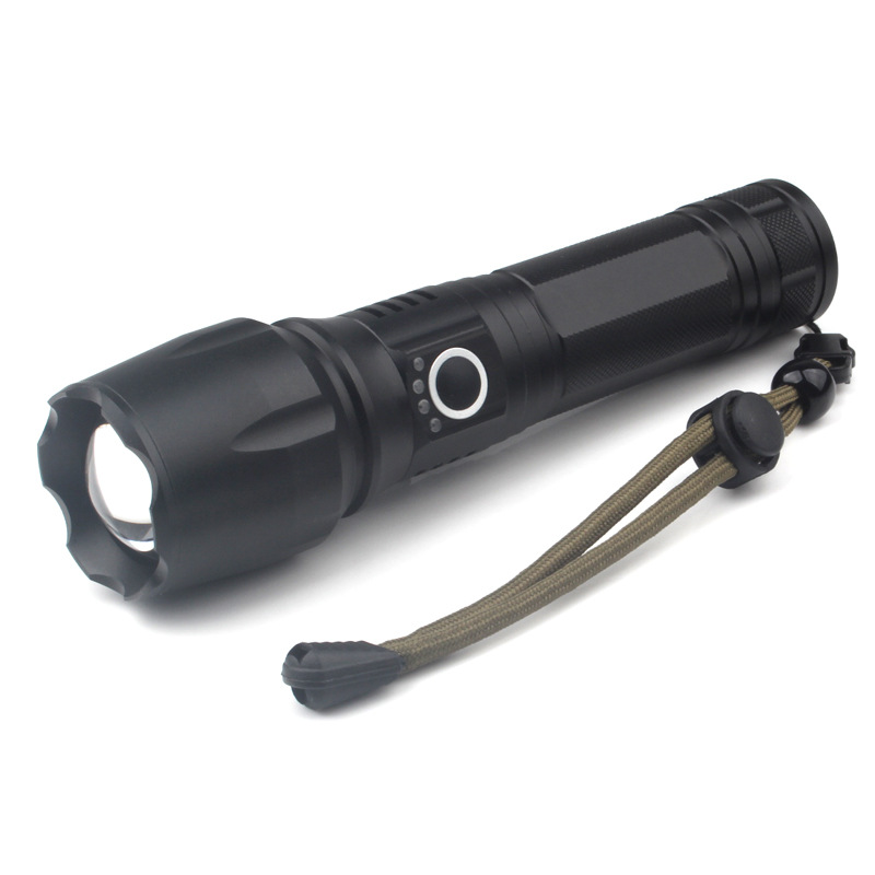 跨境XHP50铝合金伸缩手电筒A100升级 电量显示USB充电强光手电筒|ms