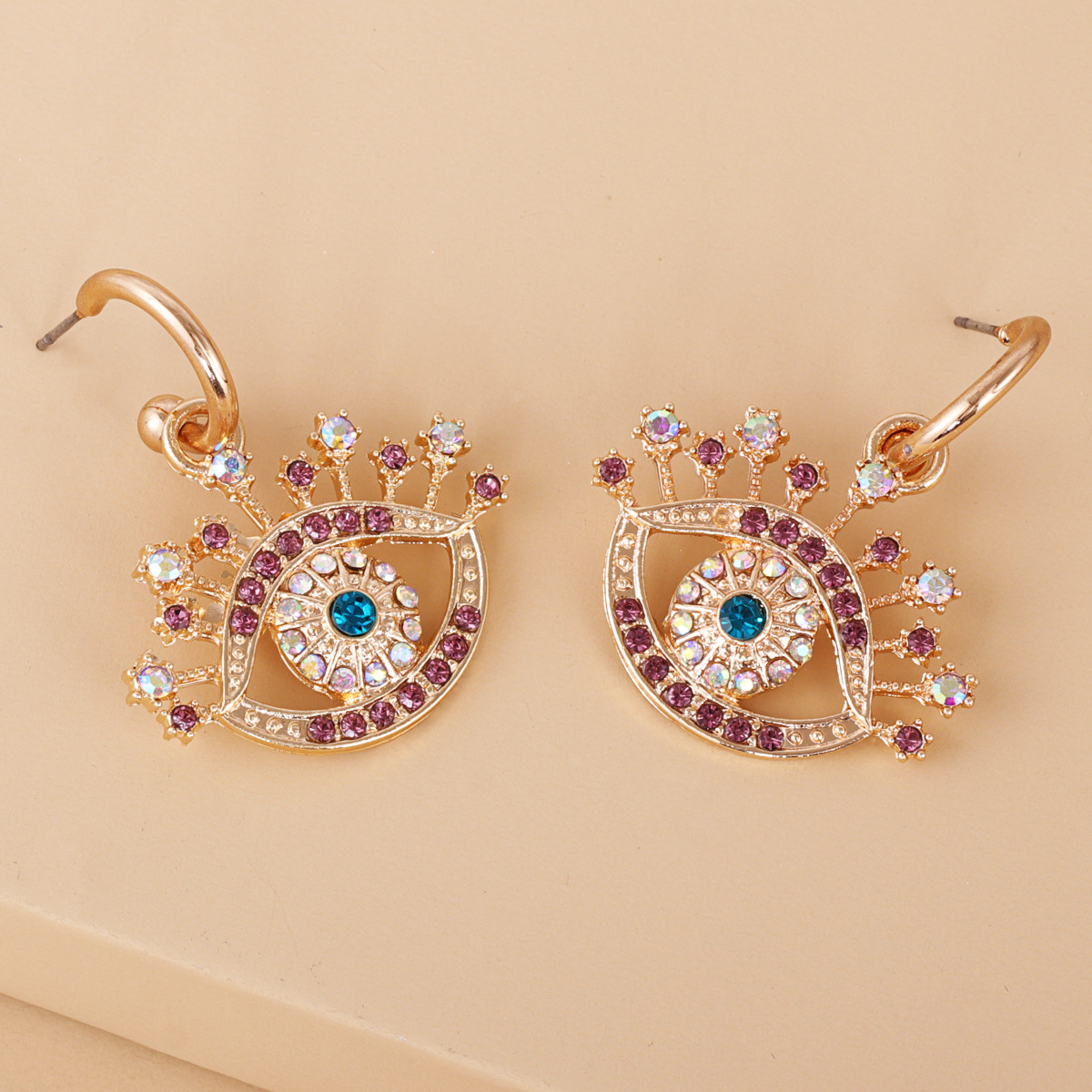 Fashion  Color  Diamond  Eyes Wild Earrings display picture 6