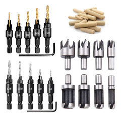 Cork drill claw type barrel type cork drill bit combination tool cross-border titanium plated hexagonal handle woodworking countersink drill bit set