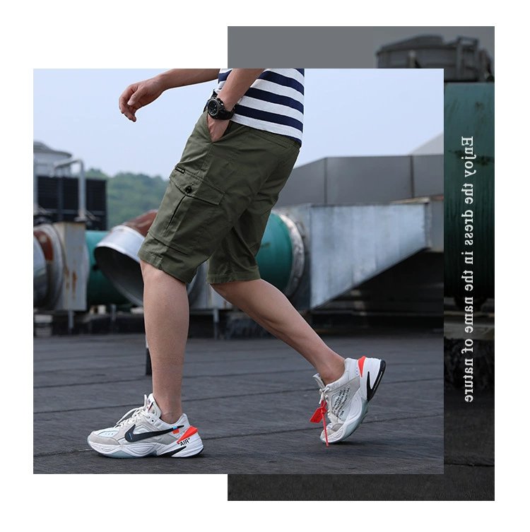 casual shorts Khaki Shorts Men Summer Cargo Shorts Elastic Waist Pure Cotton Shorts Male Bermudas Summer Fashion Clothing Street Wear New mens casual summer shorts