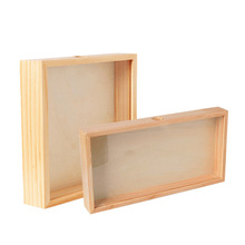 木質創意雙面玻璃植物標本相框原木色立體畫框透明木質相框定制