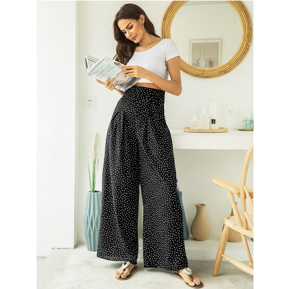 fashion print bow wide leg pants NSSA28571