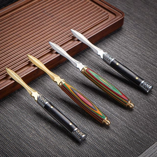 【超级新品】大马士革纹茶刀 不锈钢茶针胚功夫茶具配件普洱茶刀