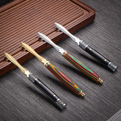 [Super New Product] Damascus Pattern Tea Knife, Stainless Steel Tea Needle, Kung Fu Tea Set Accessories, Pu'er Tea Knife
