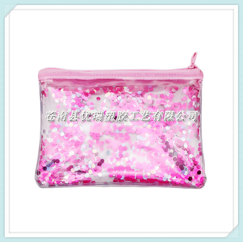 PVC亮片化妆袋 亮片透明PVC饰品零钱收纳袋 电压PVC亮