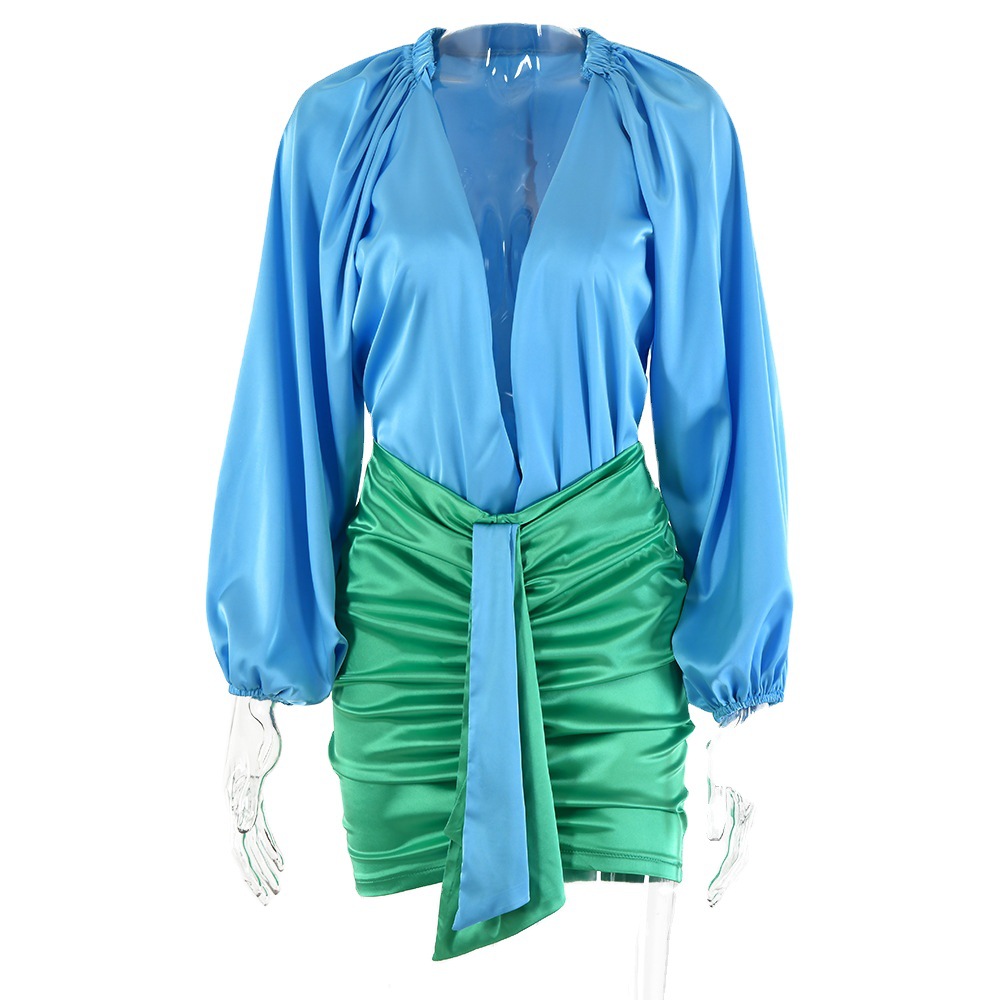 Fashion New Women's Clothing Two Piece Suit Of Pleated Solid One-piece Short Skirt