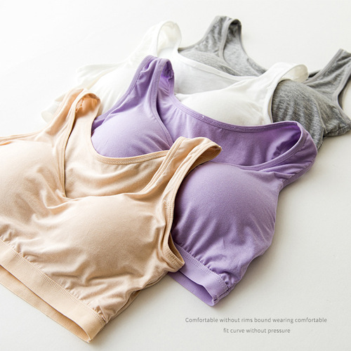 Wear-free bra without rims with breast pads for girls half-cut short bottoming vest for students to wrap their breasts for women in spring and summer