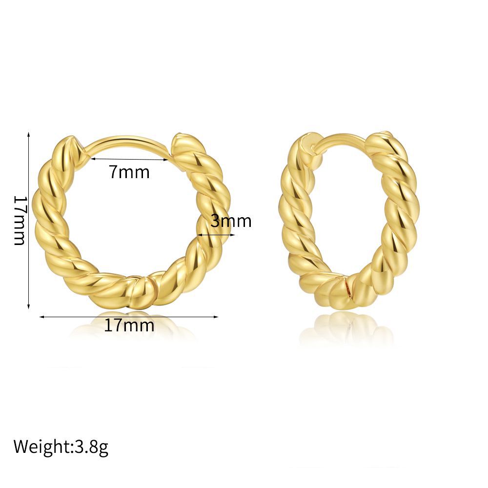 Retro C-shaped Twist Copper Earrings Wholesale Nihaojewelry display picture 7