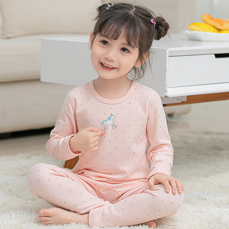 女童保暖独角兽内衣套装2020秋冬舒绒棉女宝宝儿童睡衣纯棉中大童